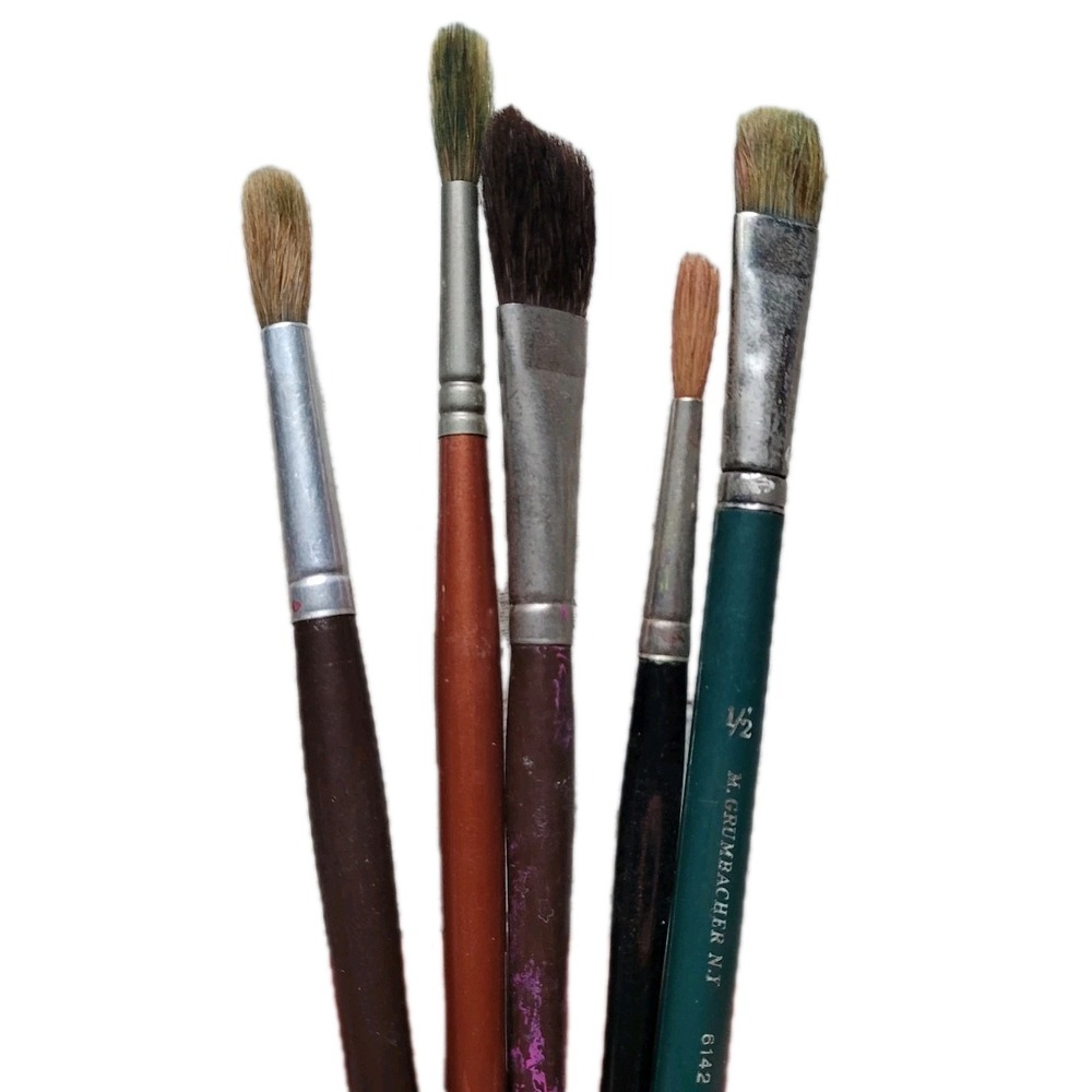 Vintage Pro Artist Brush Lot: (4) M. Grumbacher NY USA Winsor Newton Sceptre 101